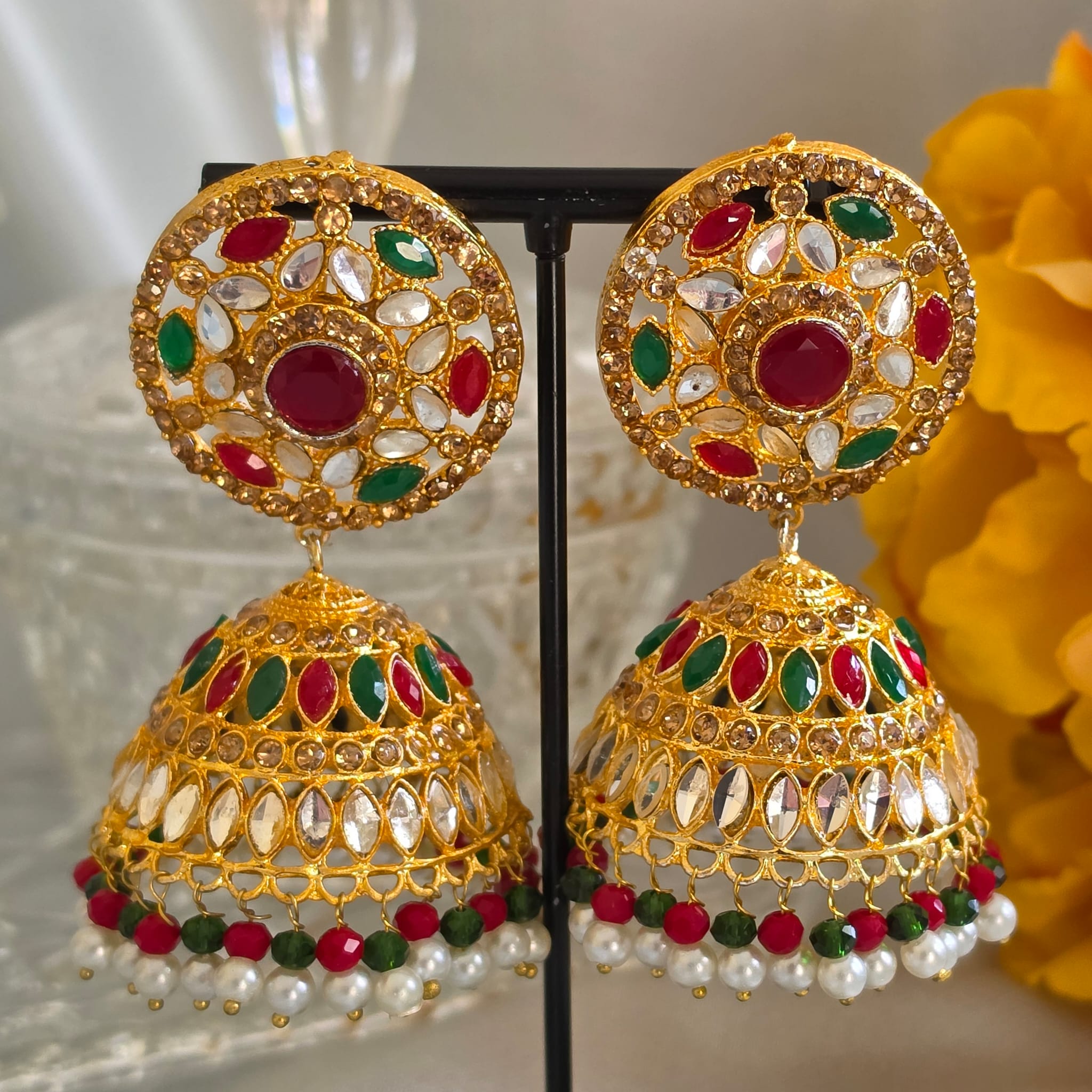 Red and Green Jhumkas