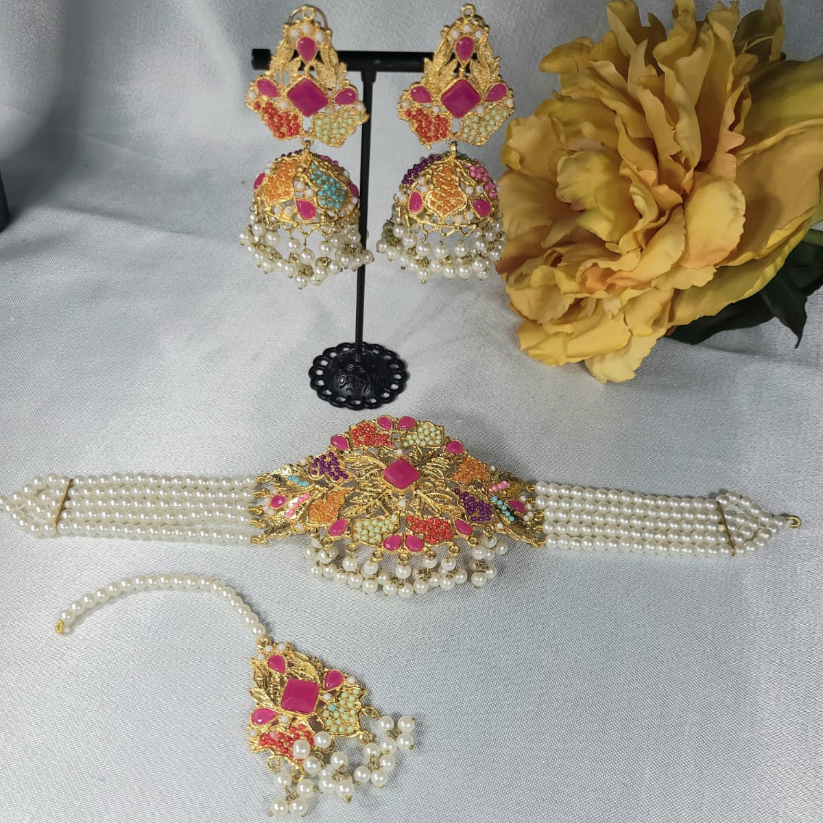 Dream with Pink Stones - Choker Set